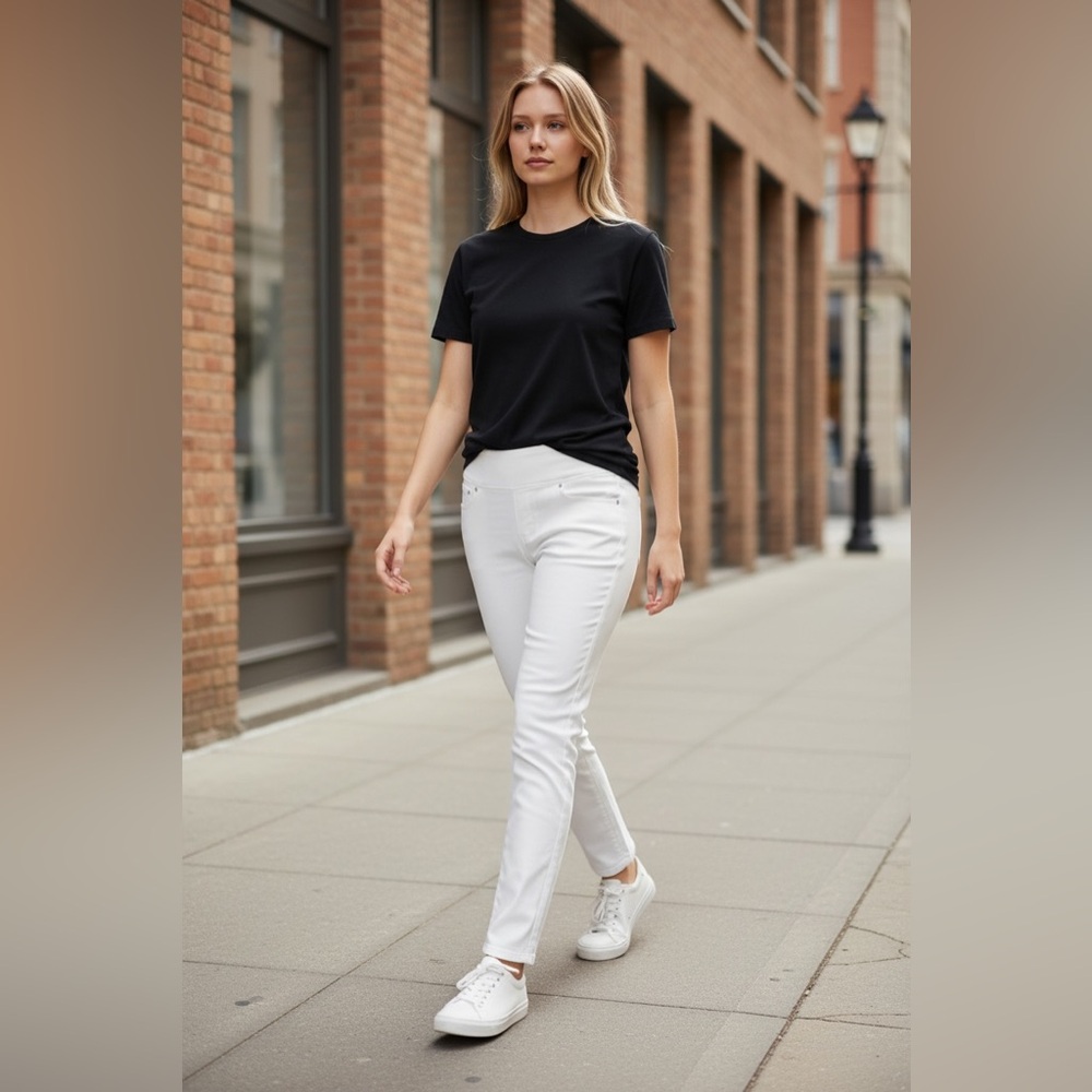Jag Jeans - Pull On Sleek White Jeans, Size 10 - Picture 2 of 13